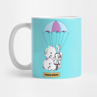 2 cute cats parachuting Mug